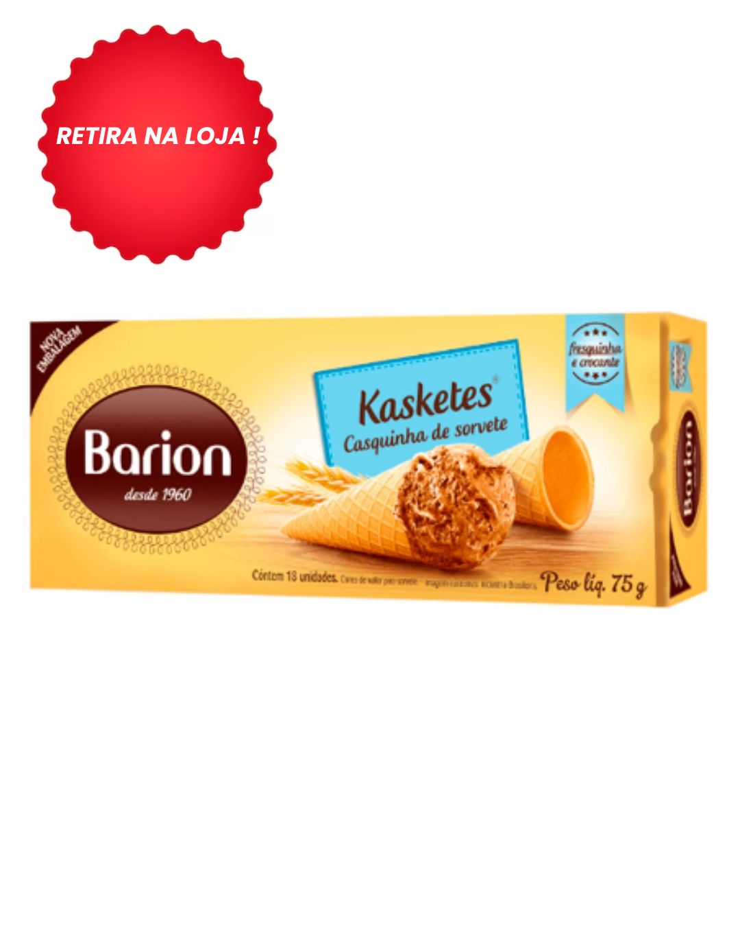Casquinha De Sorvete Kasketes 75g ( 18Un ) - Barion