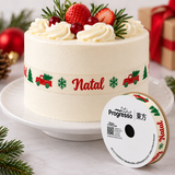 Fita Cetim Feliz Natal e Pinheiros (ECF003S Cor 149) - 15mmx10m - Fitas Progresso