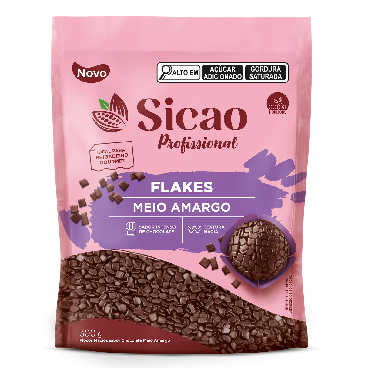 Granulado Flakes Sabor Chocolate Meio Amargo - 300g - Sicao