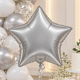 Balão Cromado com Canudo - Estrela - Prateado - 18"/45cm - Silver Festas