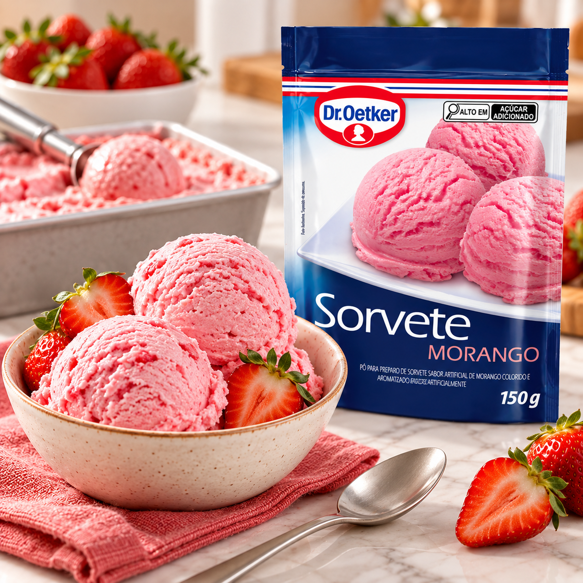 Preparo para Sorvete de Morango - 150g - Dr. Oetker