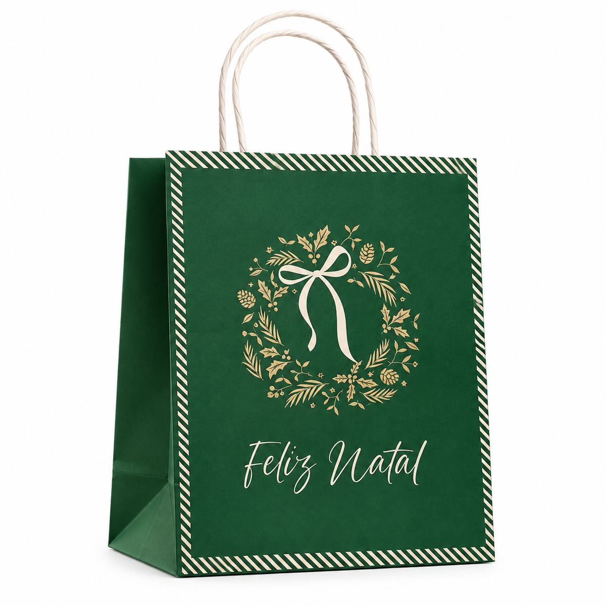 Sacola de Papel para Panetone - Essência Verde - 27,5x22x11cm - Cromus