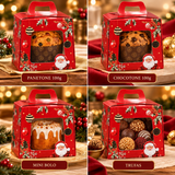 Caixa de Panetone Vermelha de 100g - Natal Afetivo - 10x10x9cm - Cromus