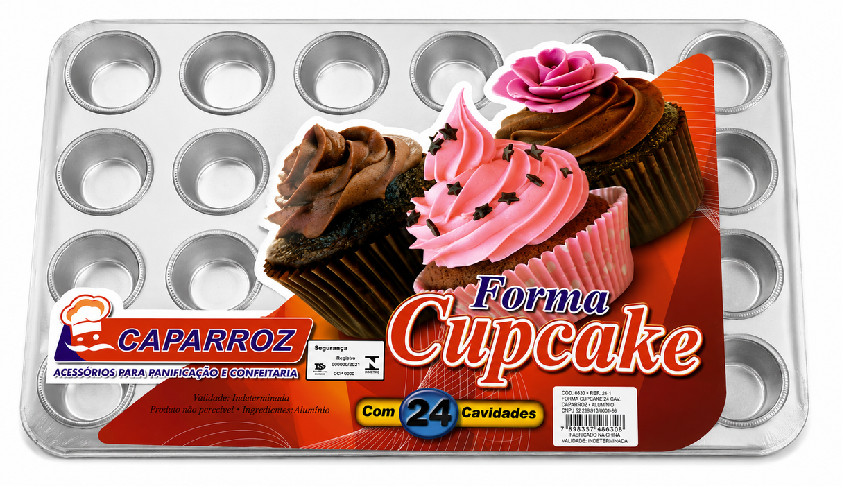 Assadeira Cupcake com 24 cavidades - 45x30x2,5 - Caparroz