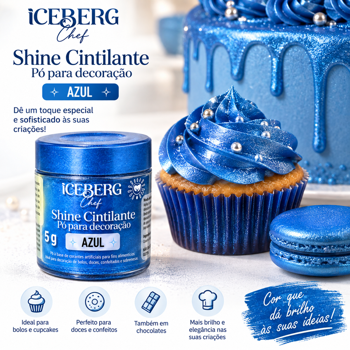 Pó Cintilante Azul - 5g - Iceberg Chef