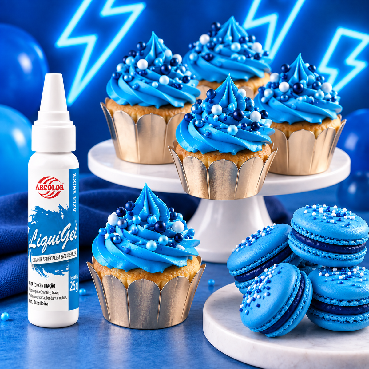 Corante Liquigel Azul Shock - 25g - Arcolor