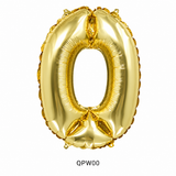 Balão Metalizado 16" com Canudo - Dourado - Número 0 (QPD00) - Silver Festas