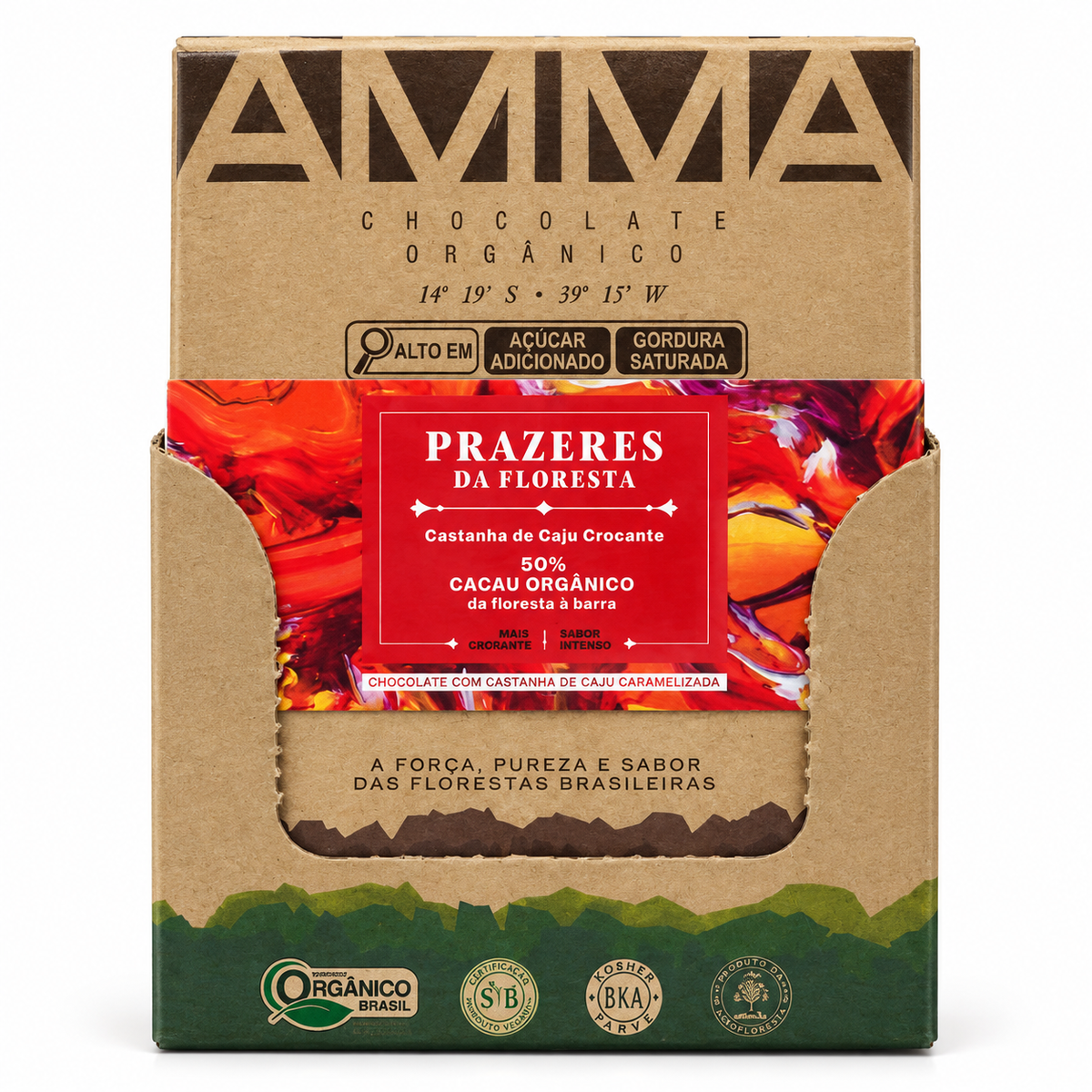 Chocolate Orgânico Prazeres da Floresta - Castanha de Caju - 80g - Amma