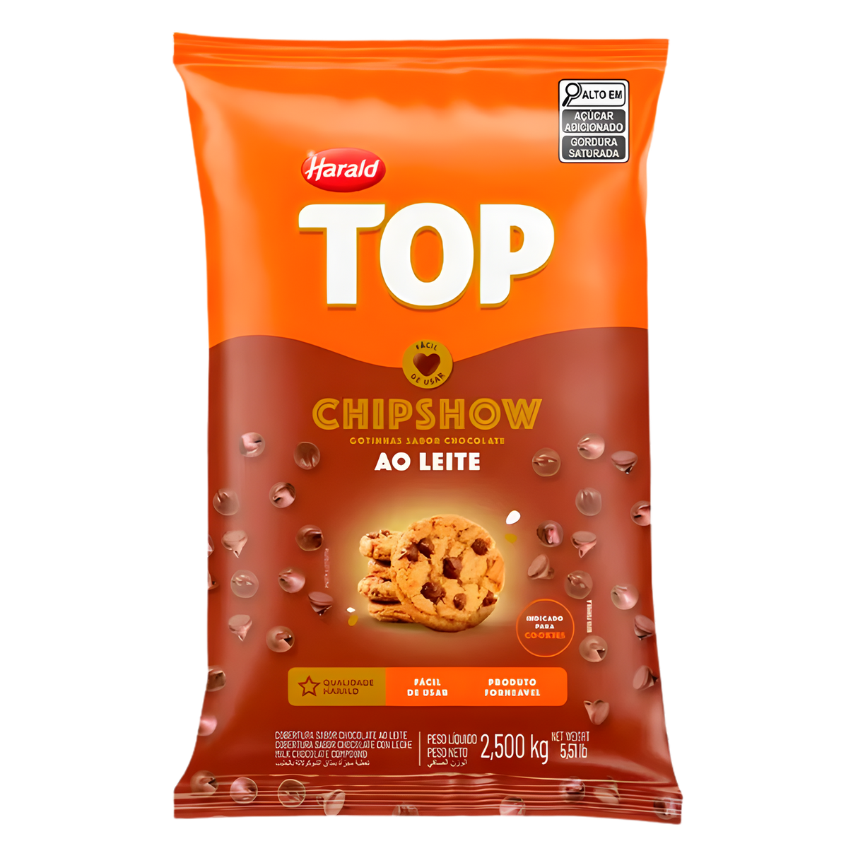 Cobertura em Gotinhas 'Chipshow' Sabor Chocolate ao Leite Forneável - 2,5Kg - Top Harald