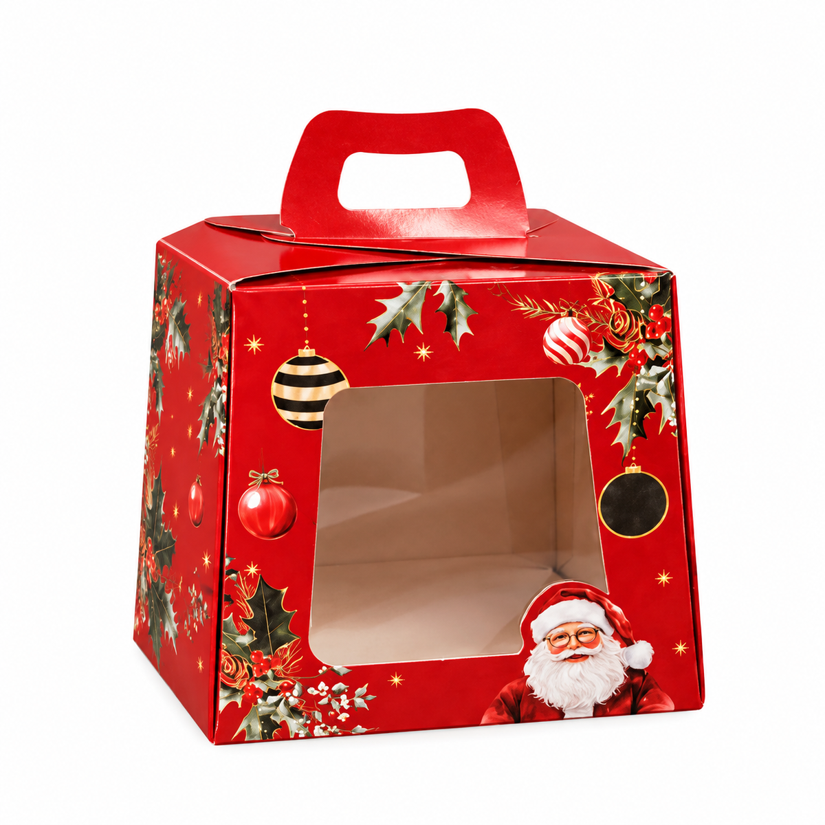 Caixa de Panetone Vermelha de 100g - Natal Afetivo - 10x10x9cm - Cromus