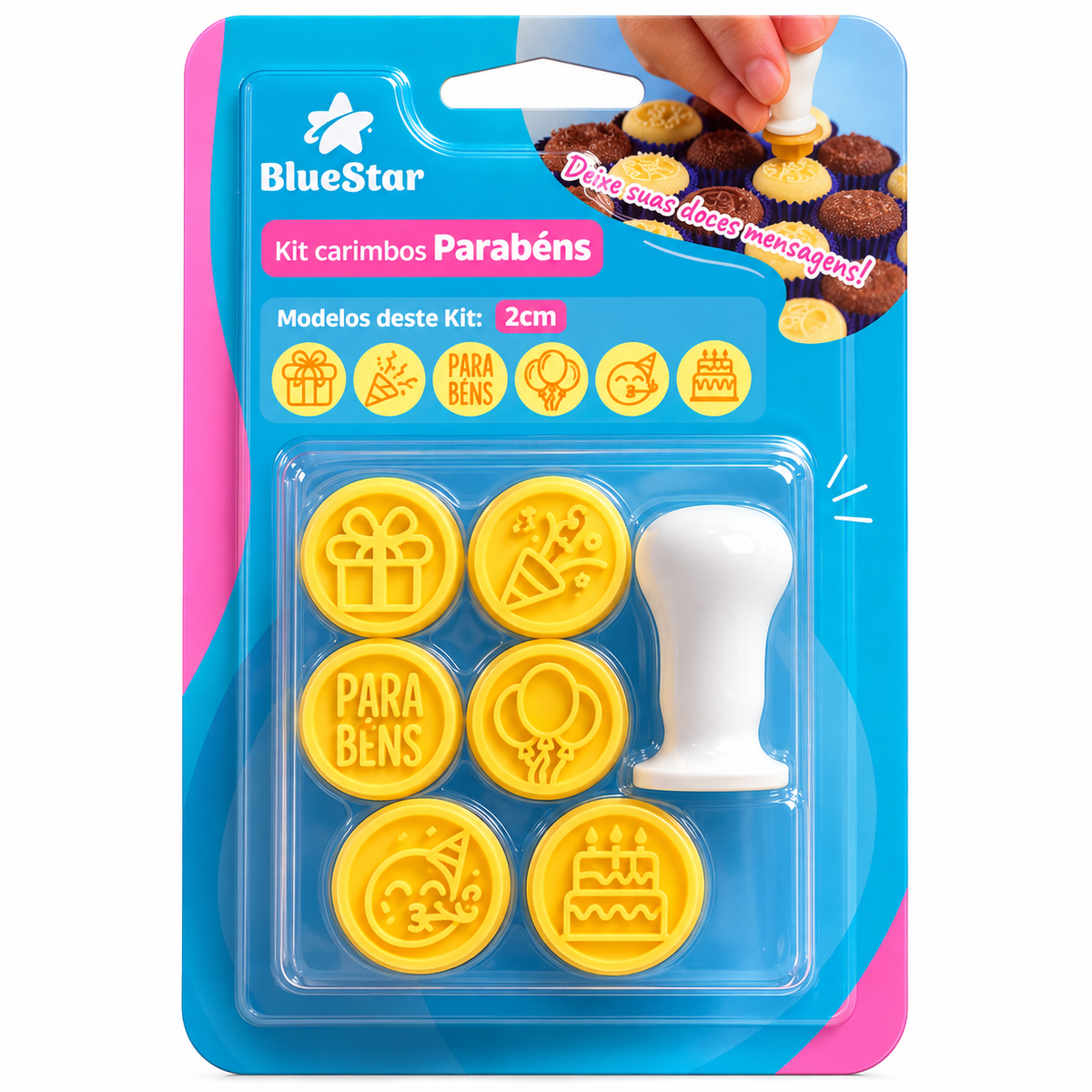 Kit Carimbos Parabéns - Amarelo - 2cm - Blue Star