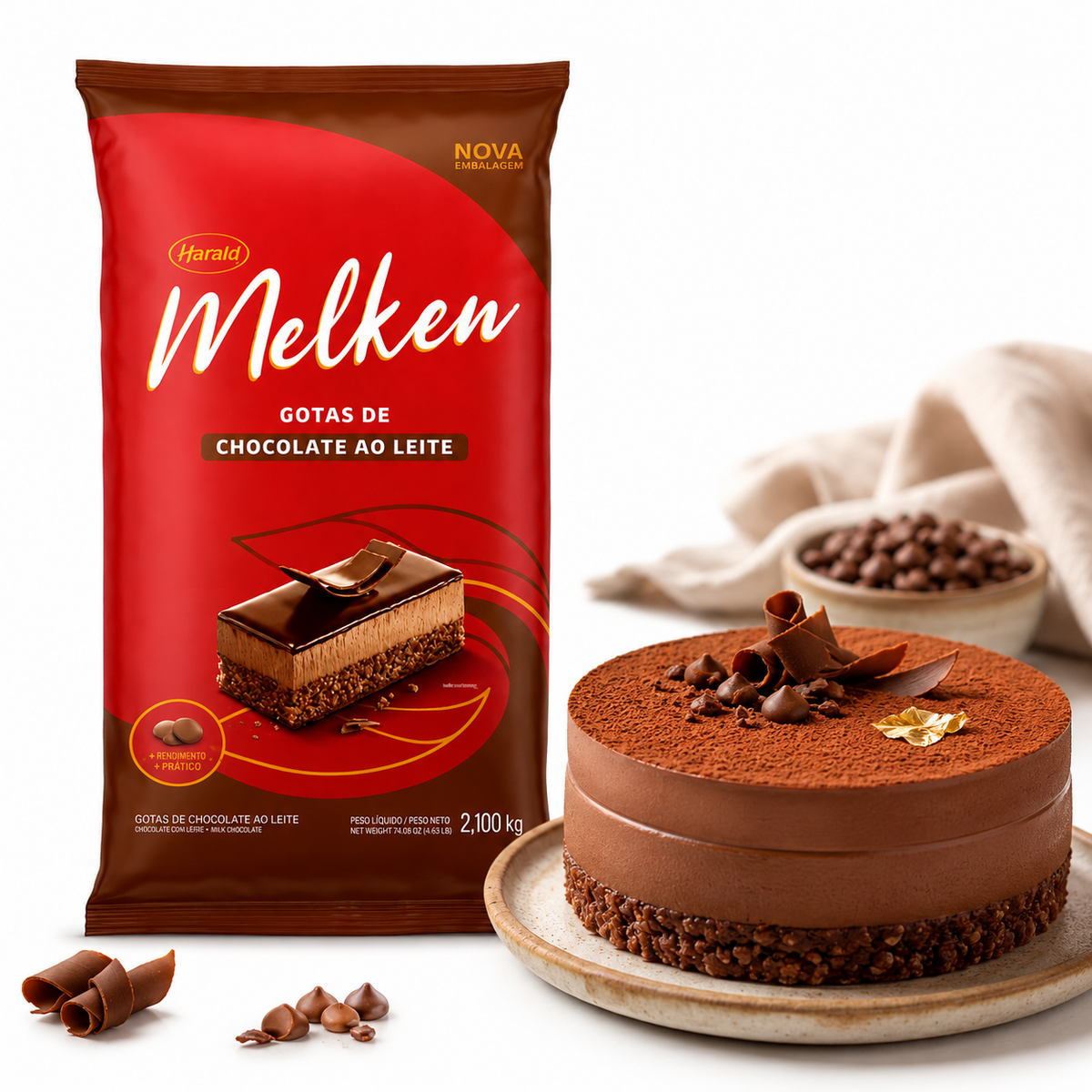 Chocolate em Gotas Ao Leite Melken - 2,1Kg - Harald