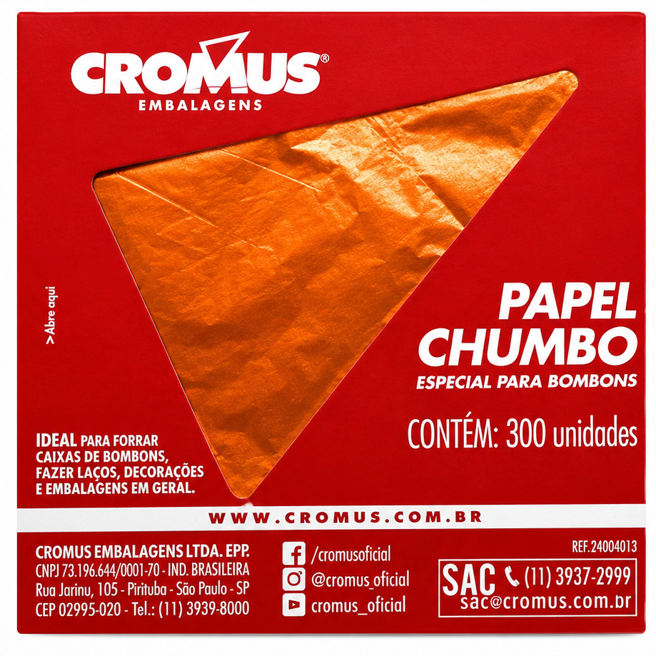 Folha Chumbo Laranja - 300un - Cromus