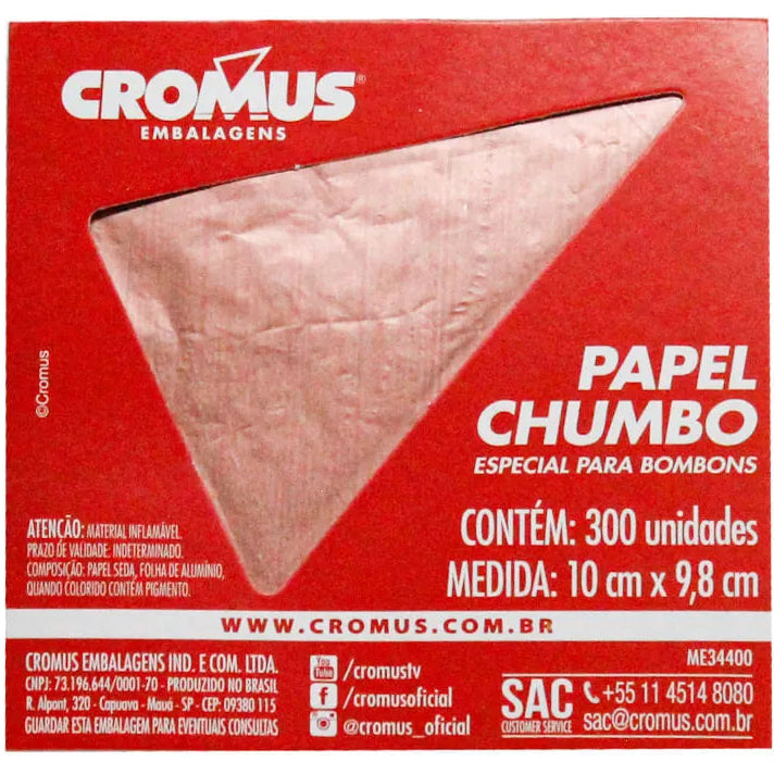 Folha Chumbo Liso Rosé Gold - 300un - Cromus