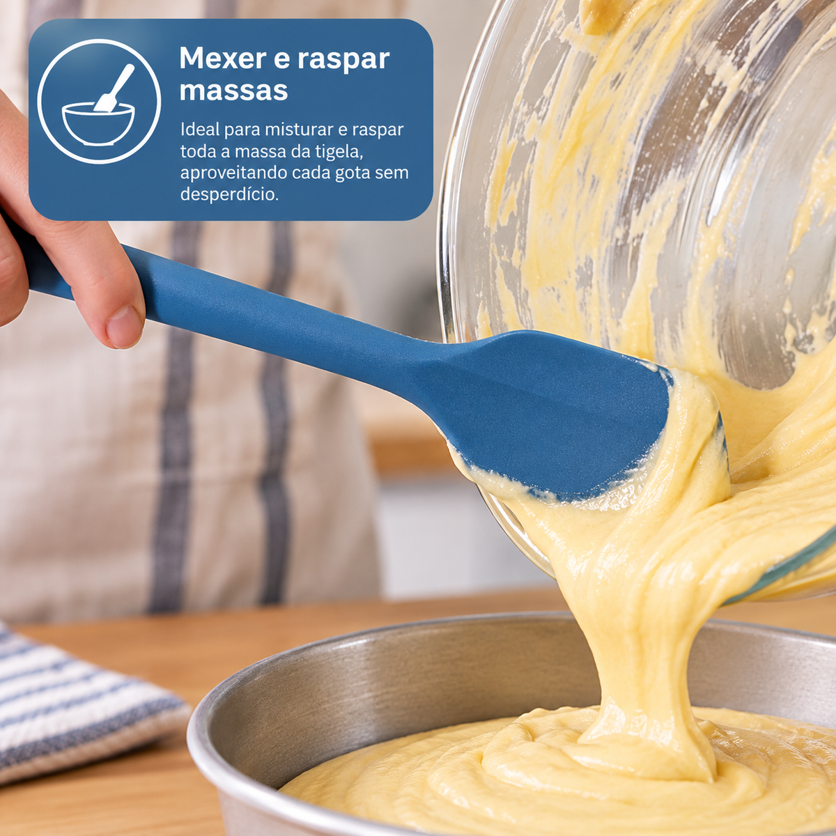 Espátula de Silicone Reta Azul Navy - Mozcada