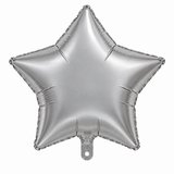 Balão Cromado com Canudo - Estrela - Prateado - 18"/45cm - Silver Festas