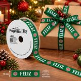 Fita Cetim Feliz Natal (ECF005H cor 528) - 15mmx10m - Fitas Progresso