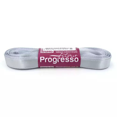 Fita de Cetim Prata N°2 (10mx10mm)- Peça c/10 metros (CF002 084) - Fitas Progresso