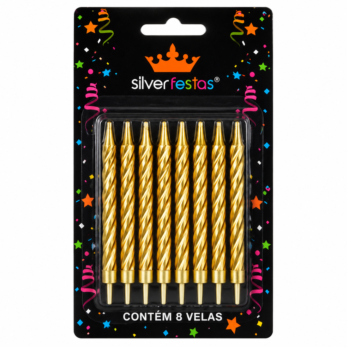 Vela Espiral Dourada V023 - Silver Plastic