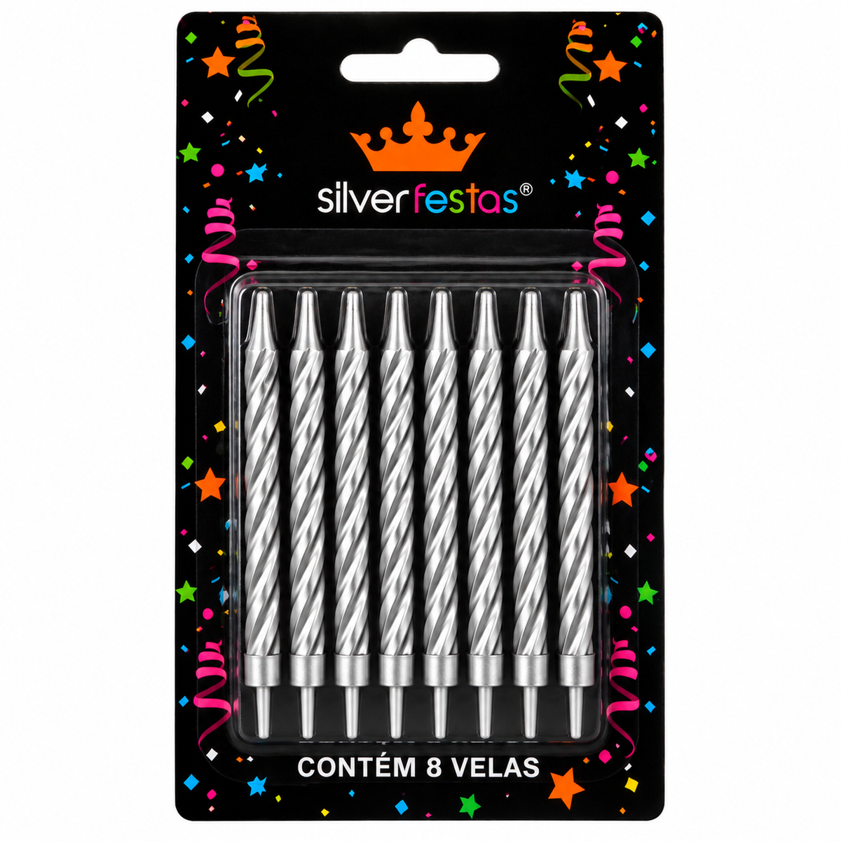 Vela Espiral Prateada V024 - Silver Plastic