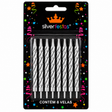 Vela Espiral Prateada V024 - Silver Plastic
