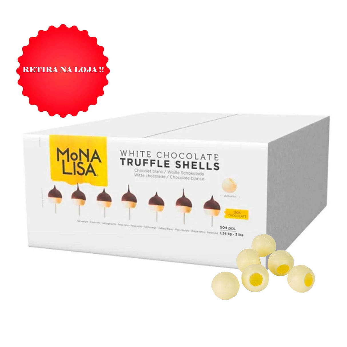 Trufas Ocas de Chocolate Branco - 504 Peças - Mona Lisa