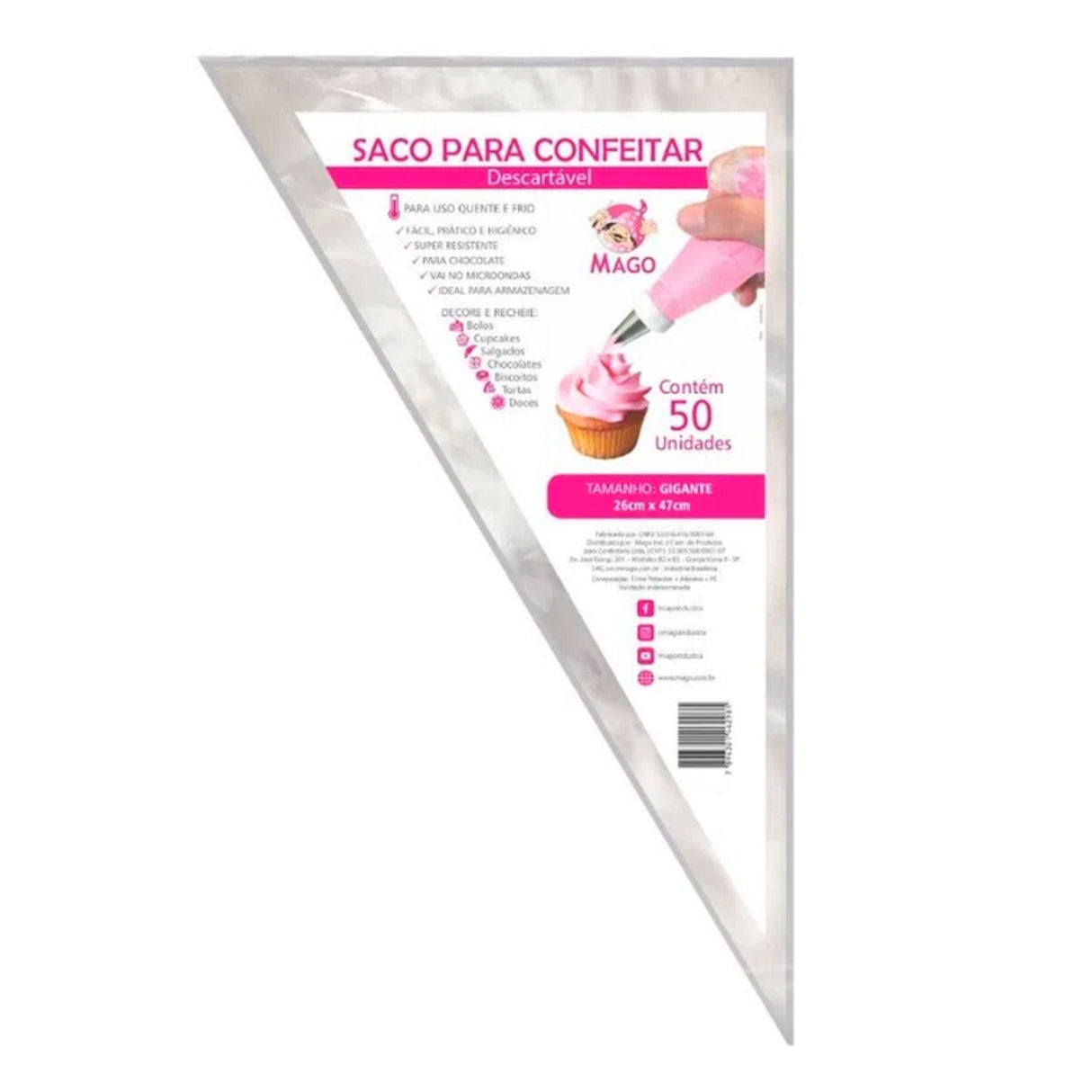 Saco De Confeitar Descartável Gigante ( 47X26cm ) - 50 Unid - Mago