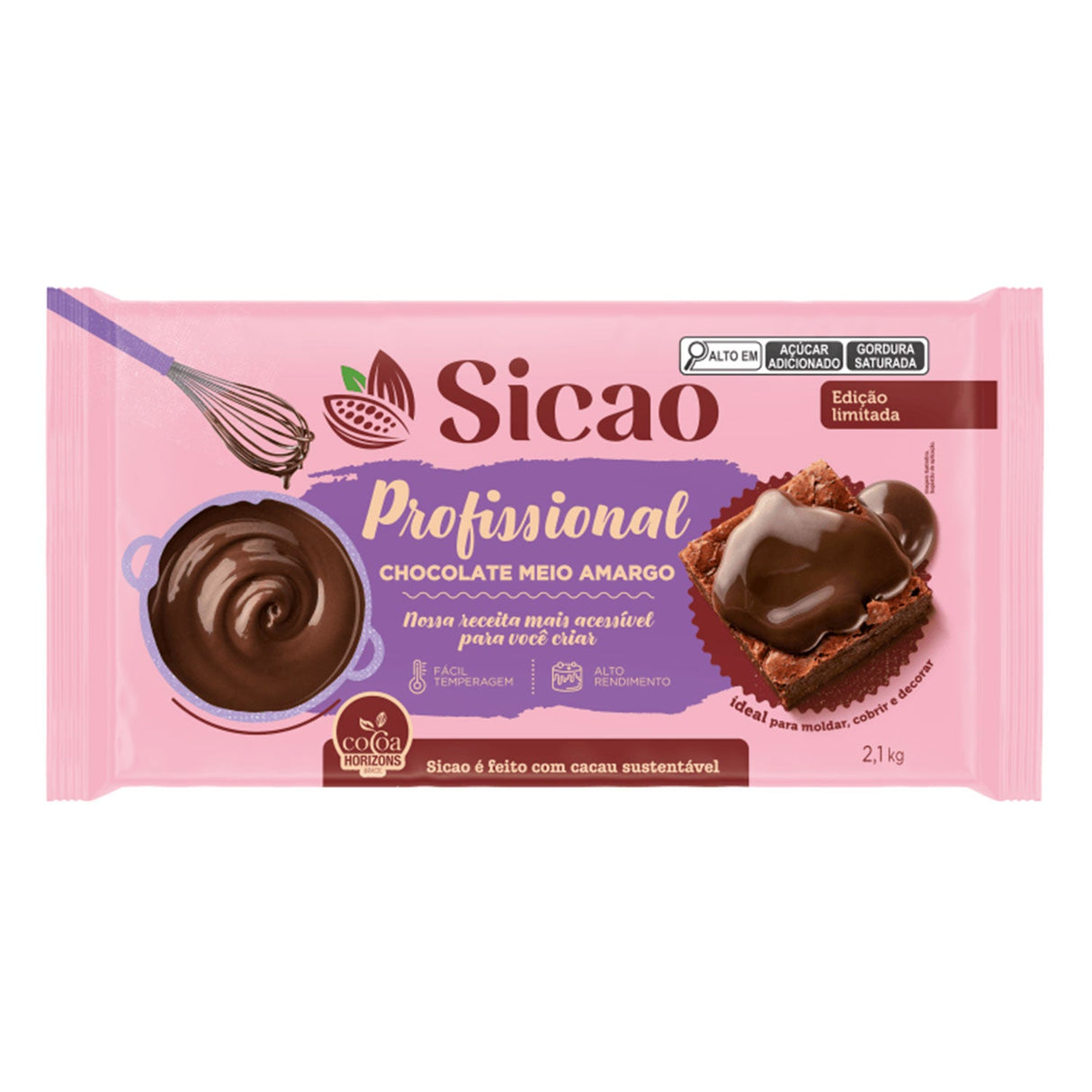 Chocolate Meio Amargo Profissional - Barra 2,1kg - Sicao