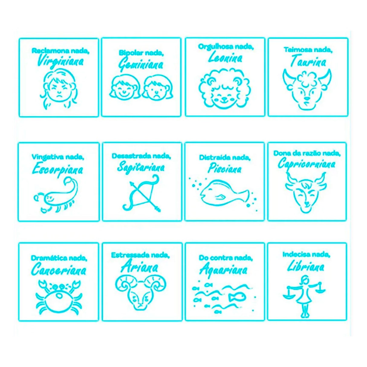 Kit Mini Stencils Signos Divertidos (12un) - Blue Star