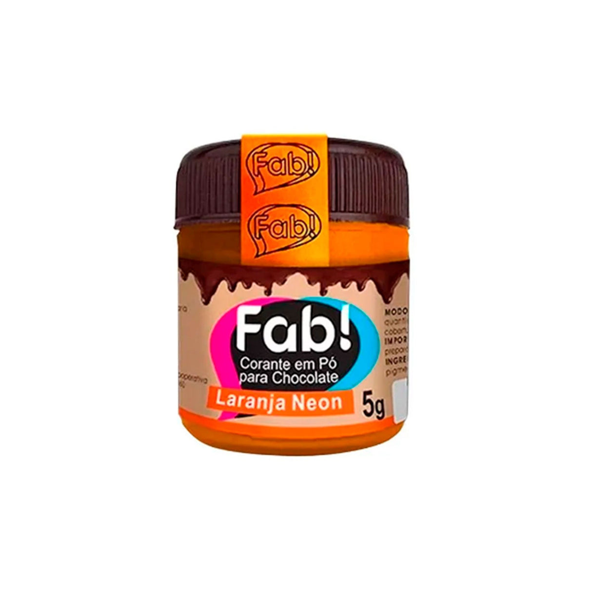 Corante Em Po P/Chocolate Laranja Neon 5g - Fab