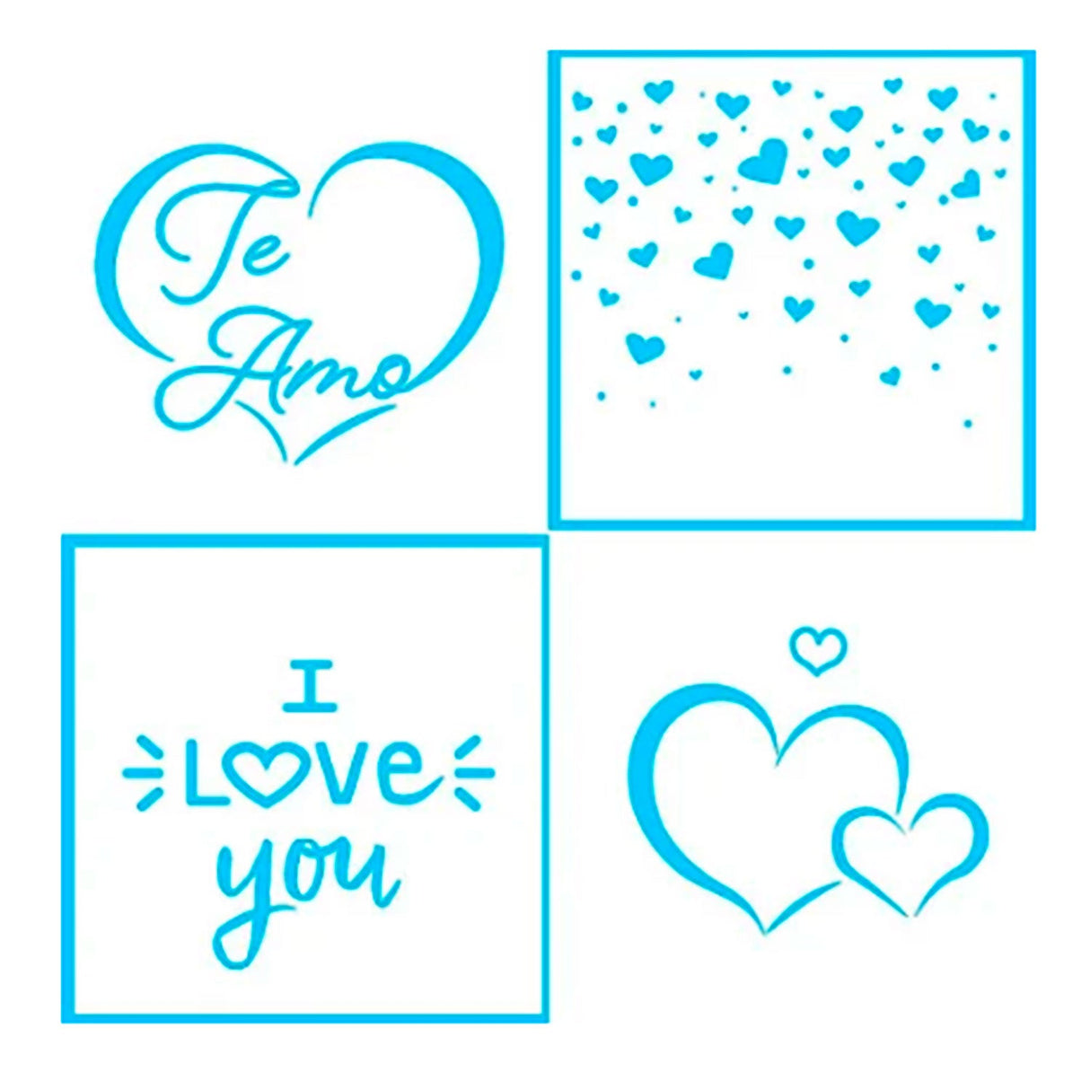 Kit Mini Stencils Corações (4un) - Blue Star