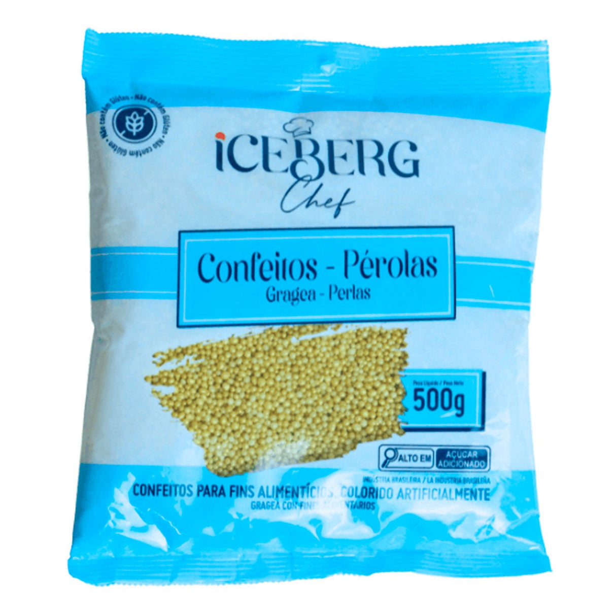 Confeito Perolado Dourado 500g - Iceberg Chef