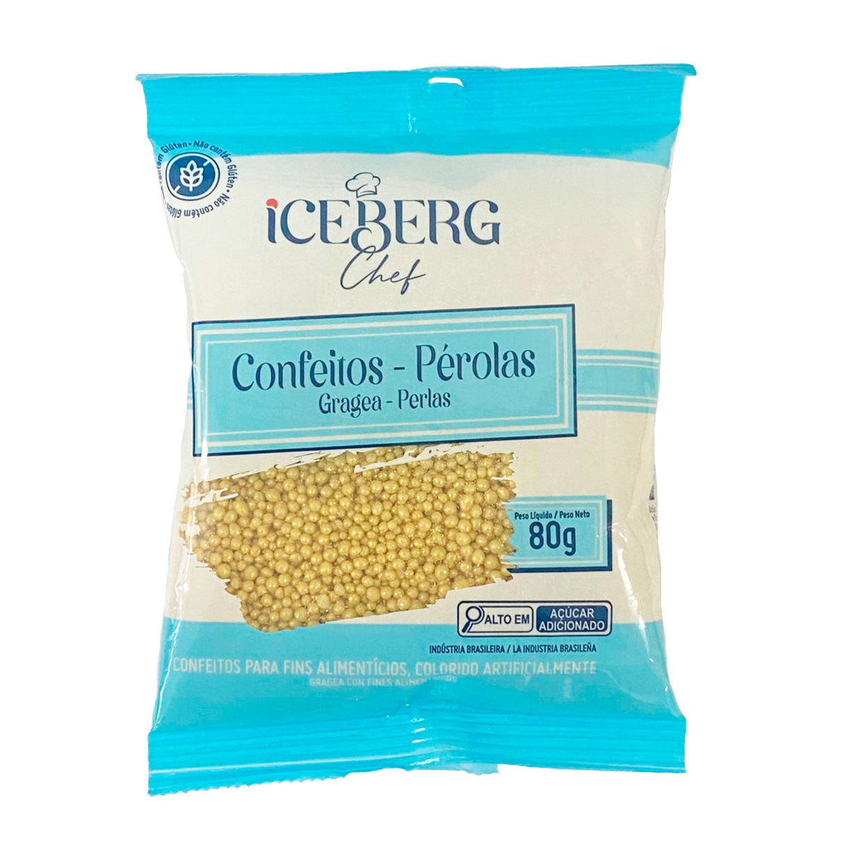 Confeito Perolado Dourado 80g - Iceberg Chef