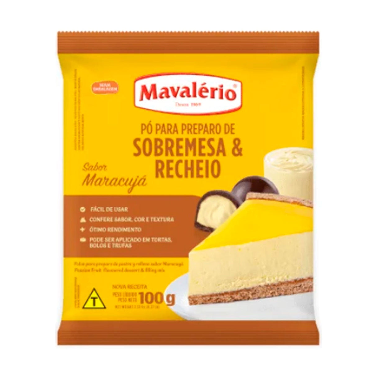 Pó para Preparo de Sobremesa e Recheio Sabor Maracujá 100g - Mavalério