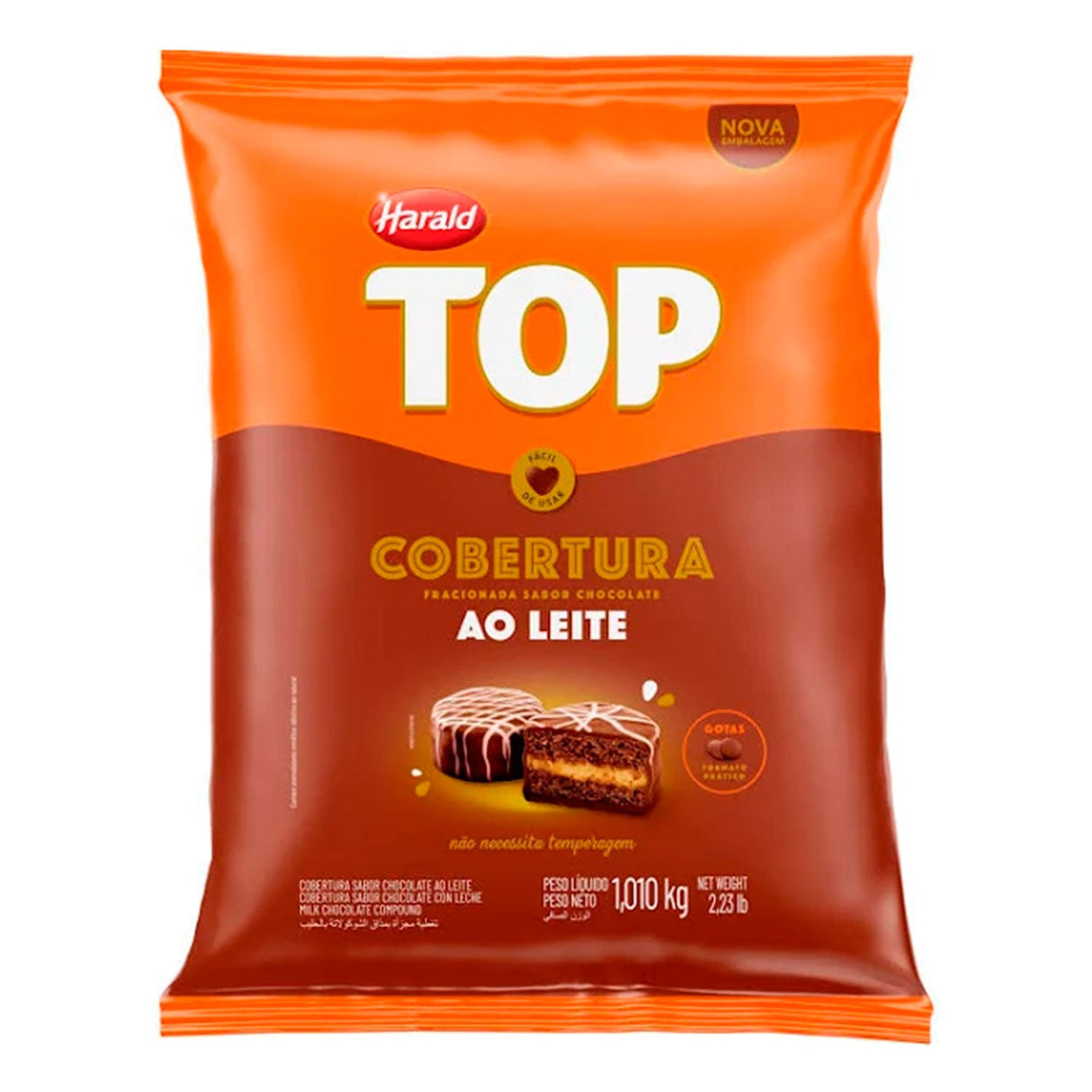 Cobertura em Gotas de Chocolate Ao Leite - 1,01 Kg - Top Harald