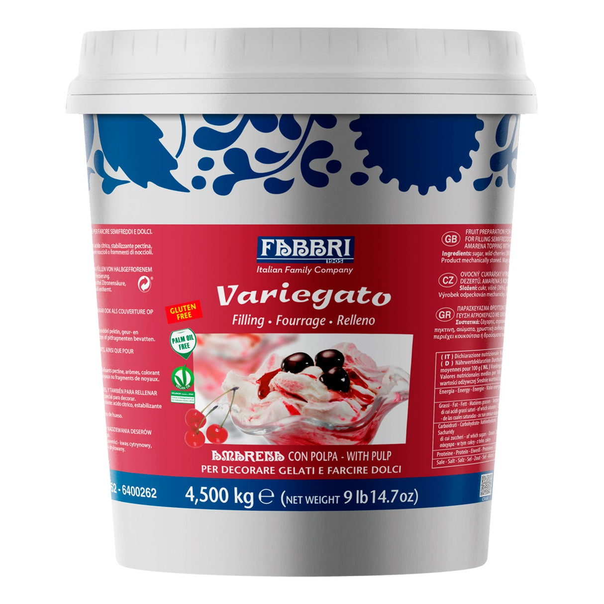 Variegato De Amarena Cereja Silvestre Italiana 4,5kg - Fabbri