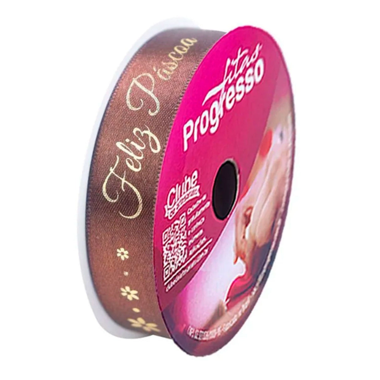 Fita Cetim Frase Feliz Páscoa Marrom ( ECF005H COR973 ) 22mmx10m - Fitas Progresso