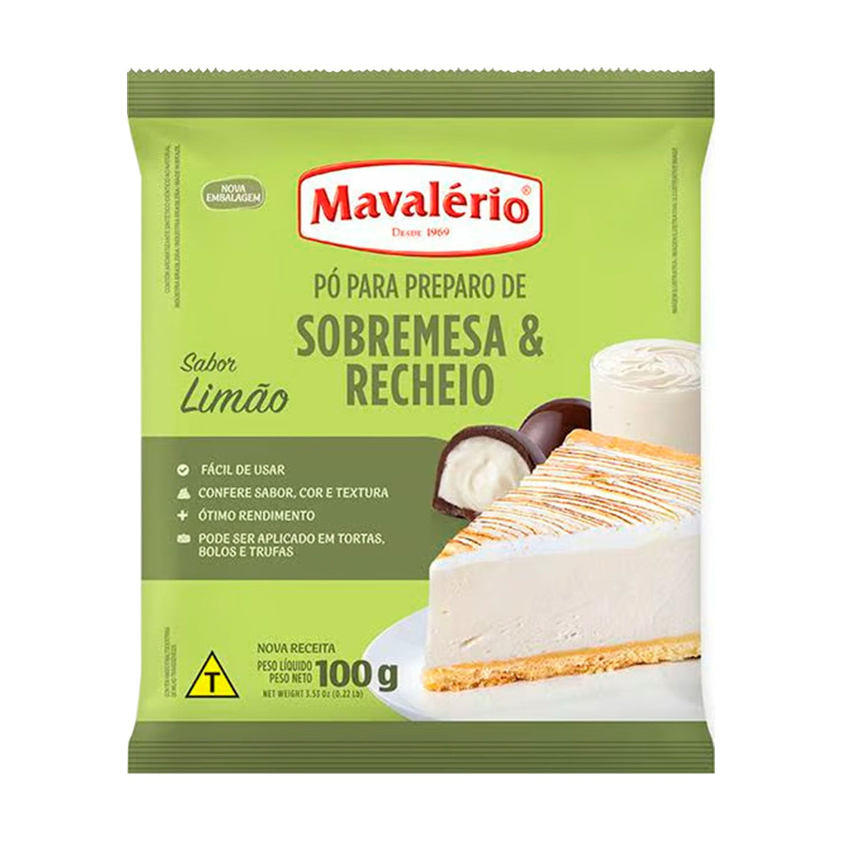 Pó para Preparo de Sobremesa e Recheio Sabor Limão 100g - Mavalério
