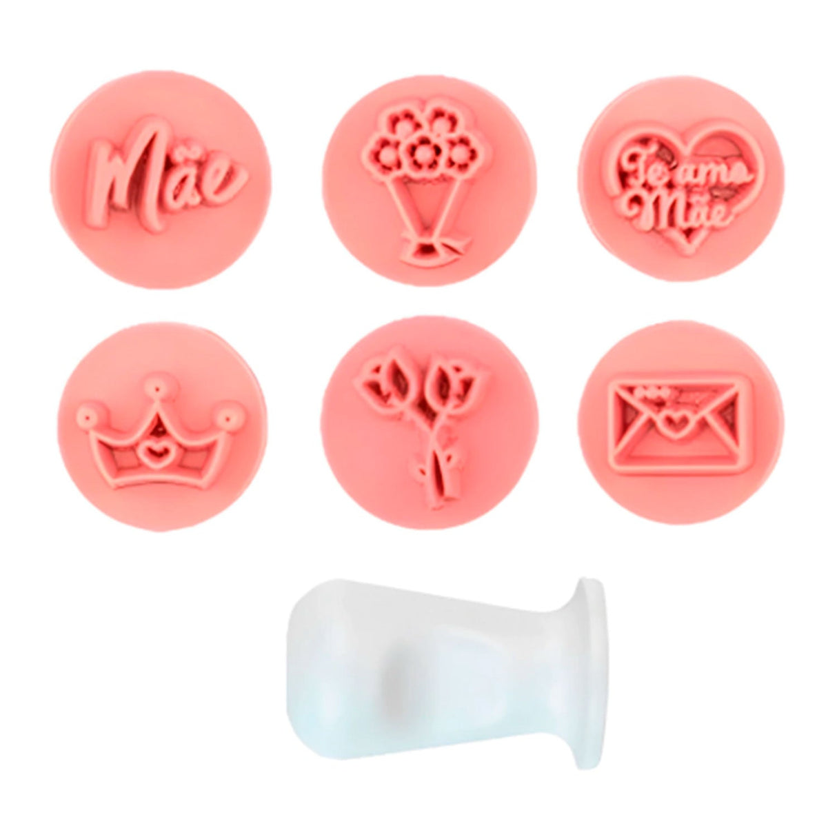 Kit Carimbos Amor De Mãe Rosa Bebê 2cm - Blue Star