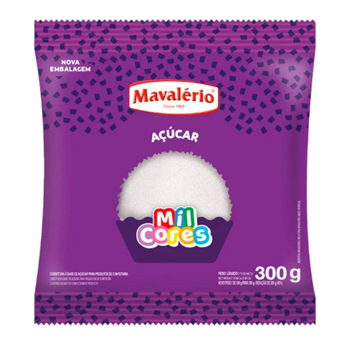 Açúcar Colorido Mil Cores - Branco - 300G - Mavalério
