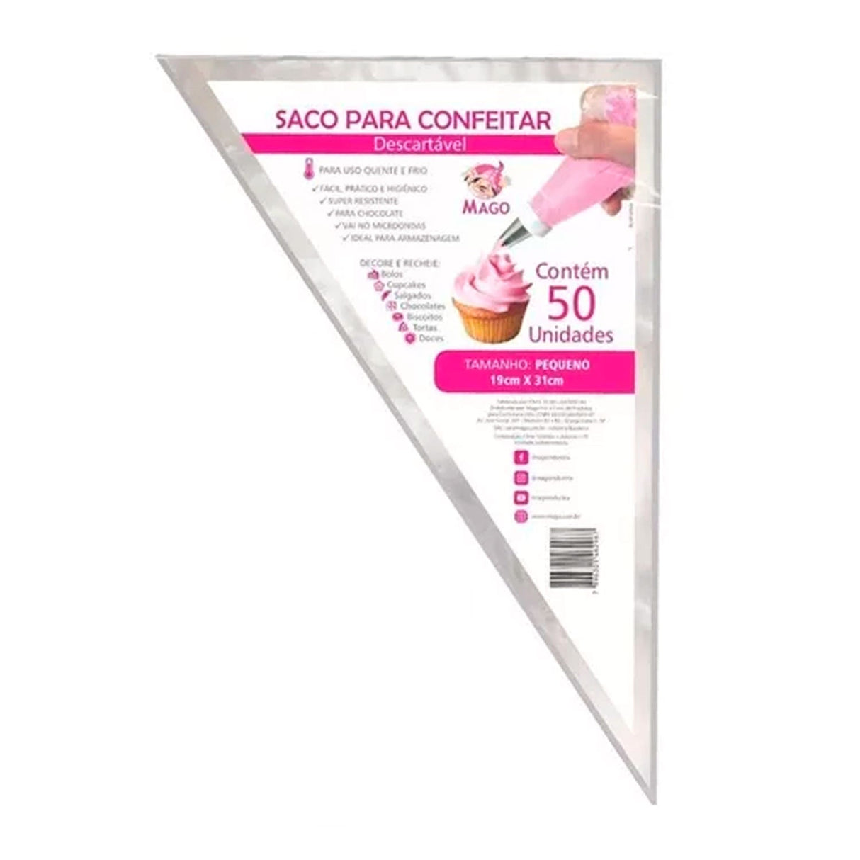 Saco De Confeitar Descartável Pequeno ( 19X31Cm ) - 50 Unid - Mago
