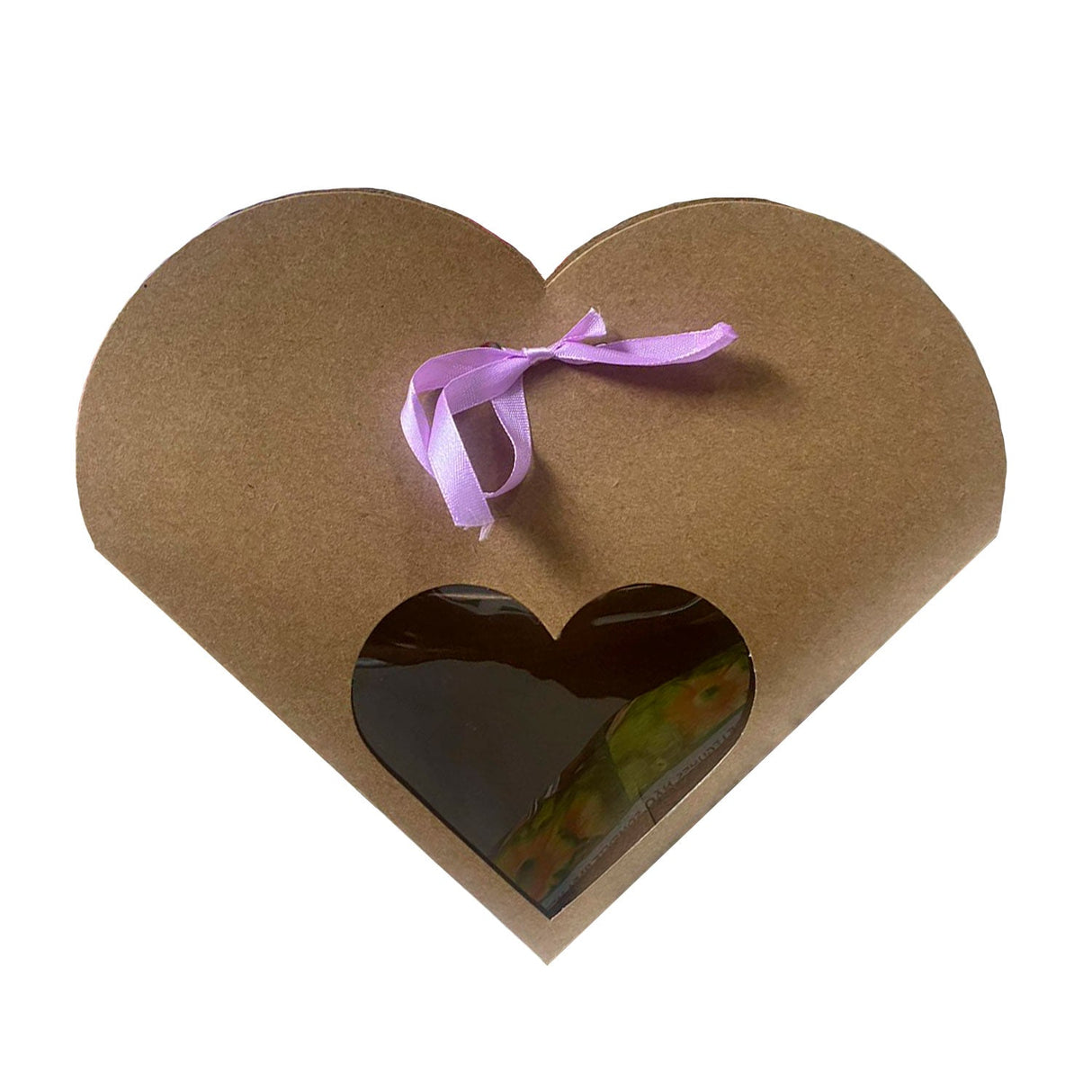 Caixa Coração Kraft C/Visor (10Un) - Formar Embalagens