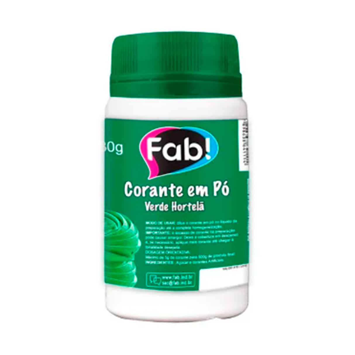 Corante em Pó Verde Hortelã 80g - Fab!