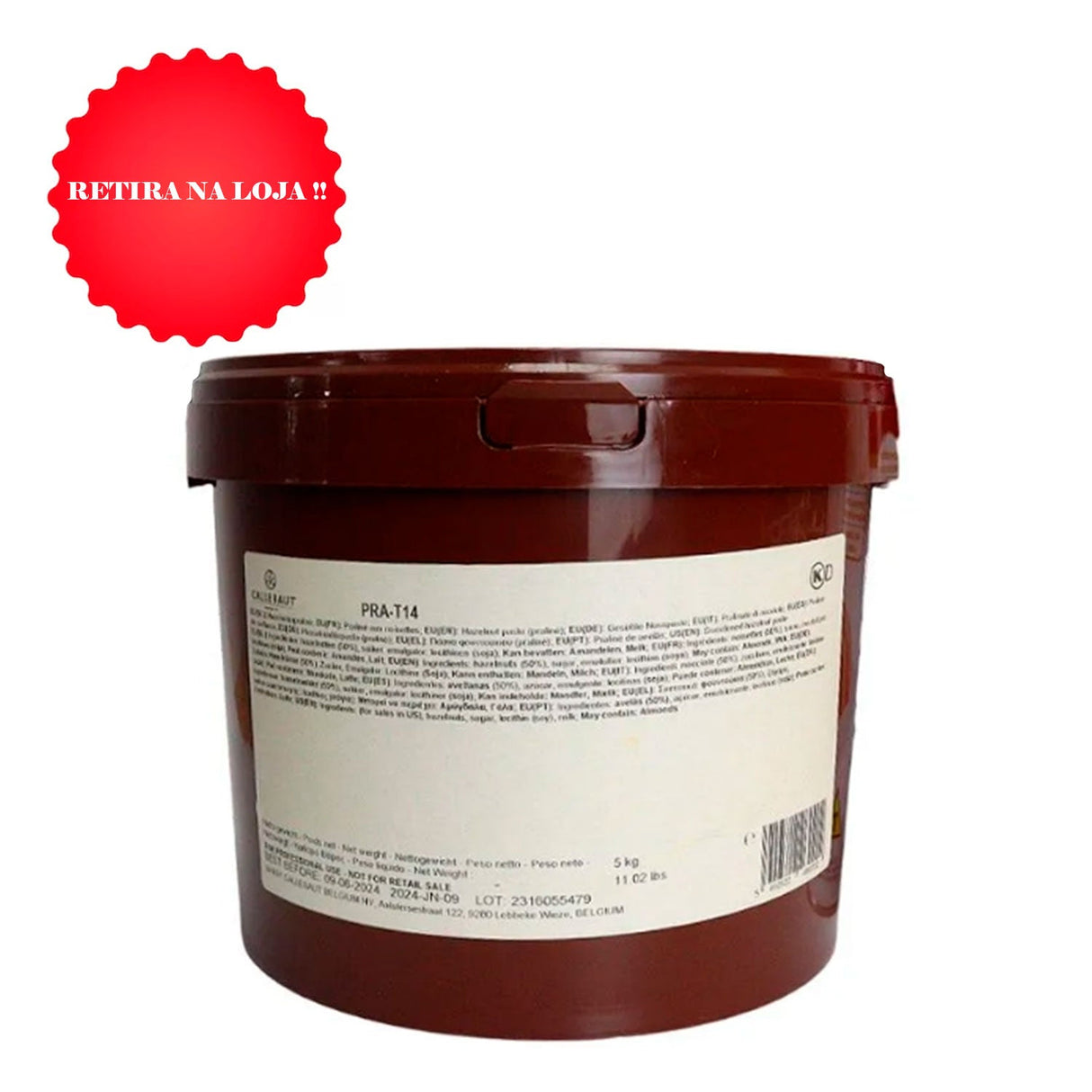 Recheio PRA Callebaut 50% Avelã e 50% Açúcar  - Balde 5kg - Callebaut