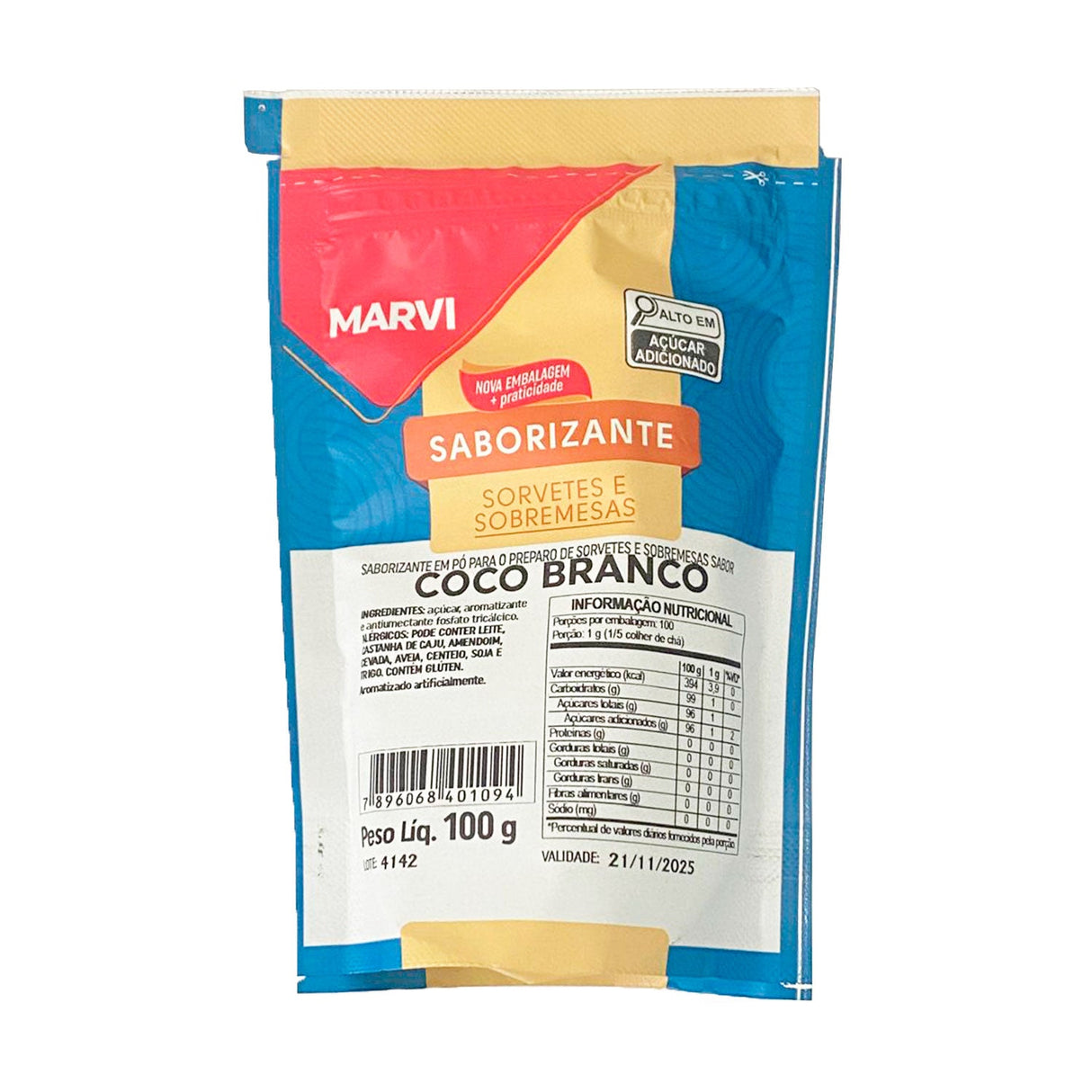 Pó Saborizante Coco Branco 100g - Marvi