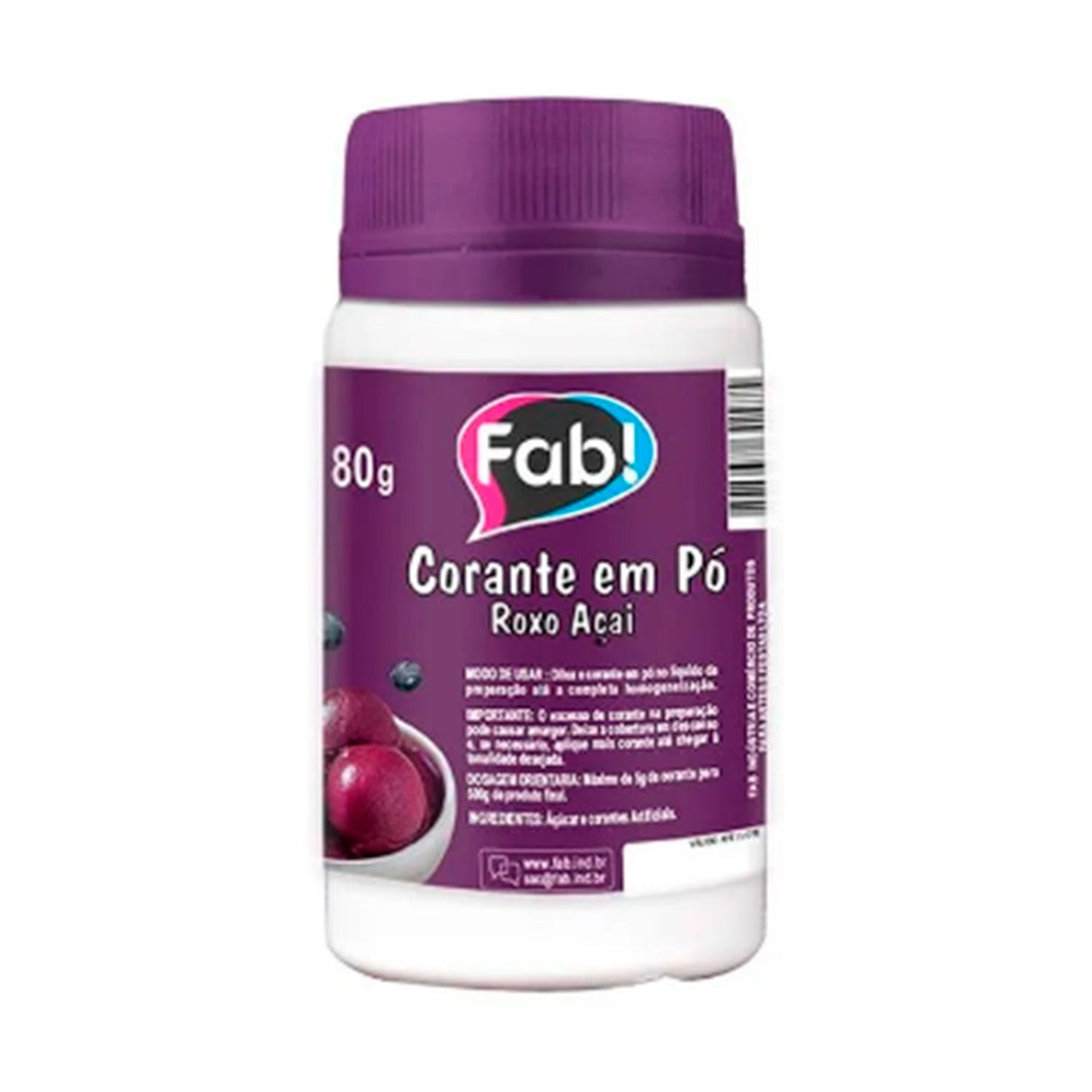 Corante em Pó Roxo Açaí 80g - Fab!