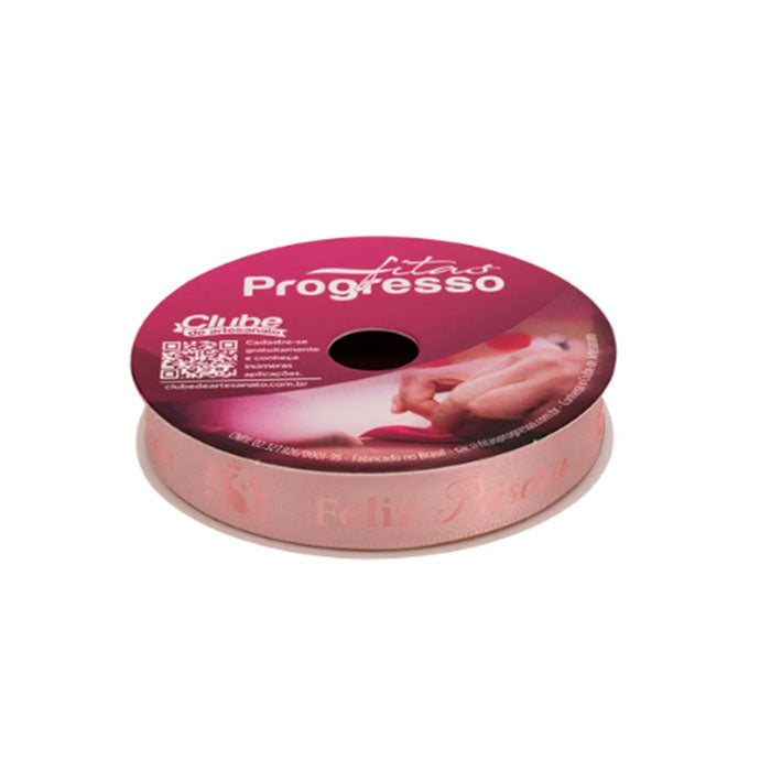 Fita Cetim Frase Feliz Páscoa ( ECF003H COR481 ) 15mmx10m - Fitas Progresso