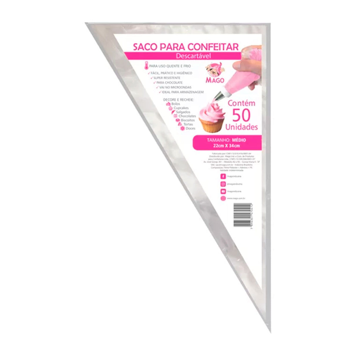 Saco De Confeitar Descartável Médio 22x34cm - 50 Unid - Mago