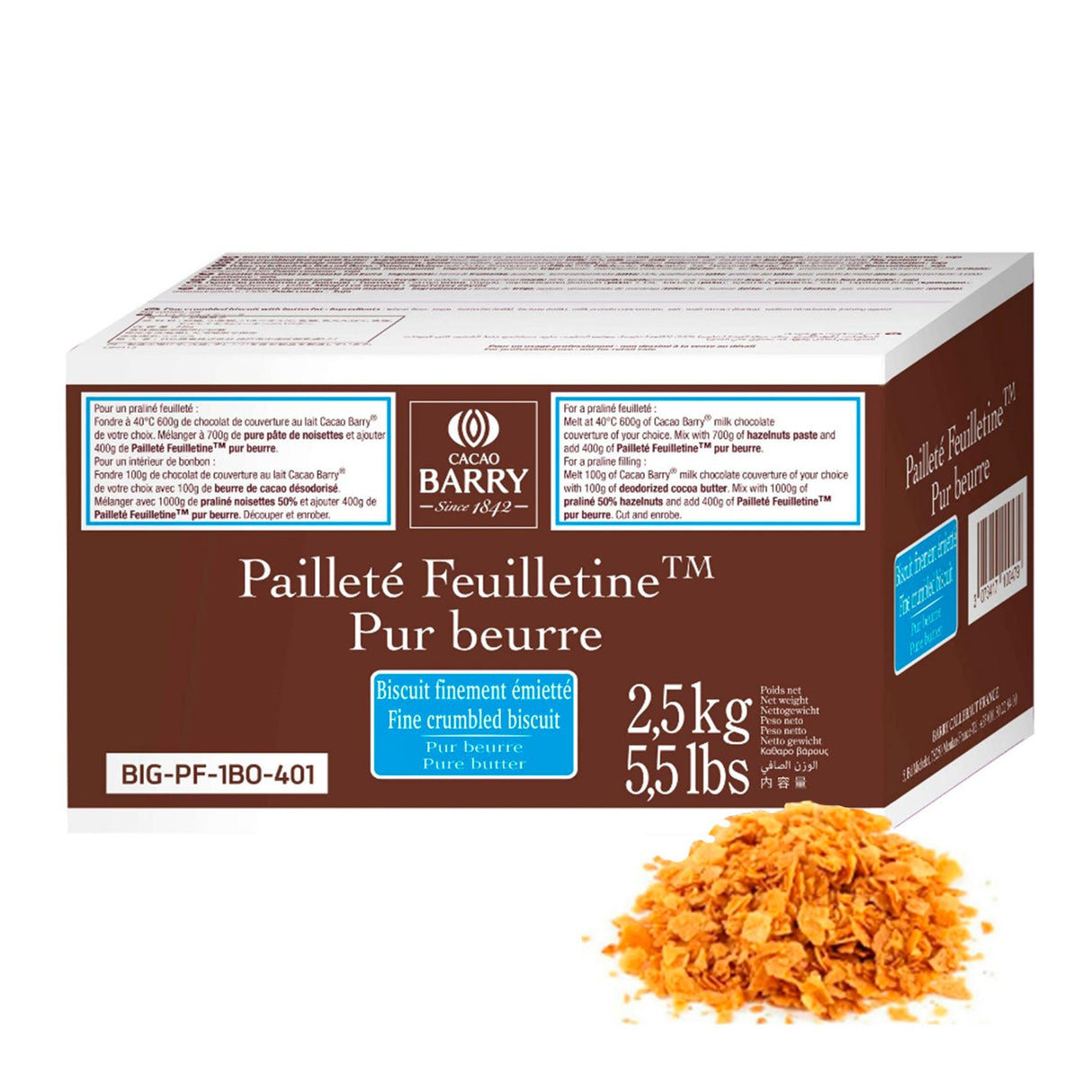 Massa Folhada Pailleté Feuilletine 2,5Kg - Cacao Barry