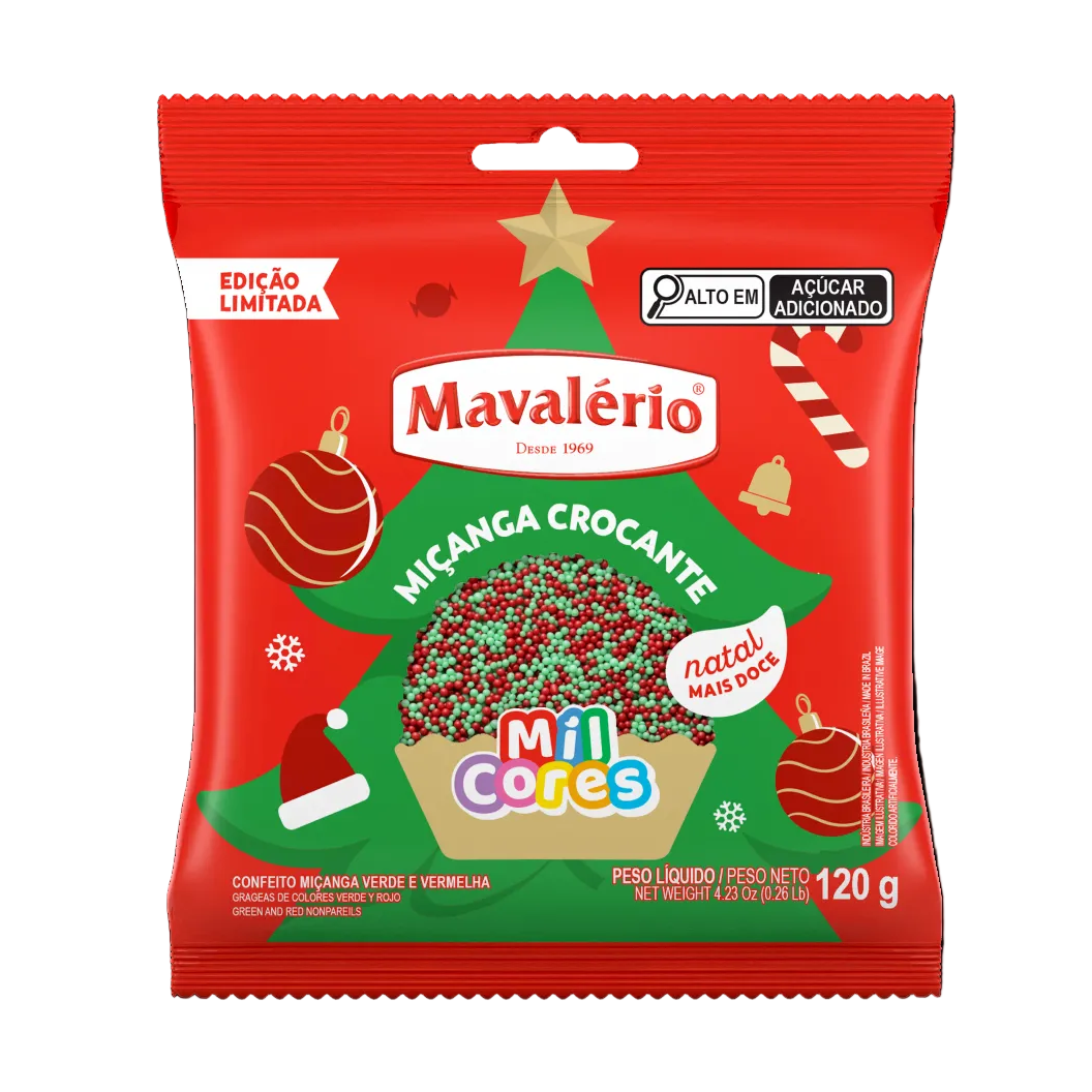 Confeito Miçanga Natal - 120g - Mavalério